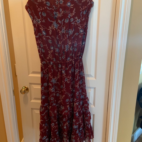 Rebecca Minkoff Burgandy Floral Midi Dress Size M - Picture 5 of 5